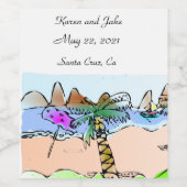 Plage Scène Mariage Vin Étiquette (Étiquettes simples)