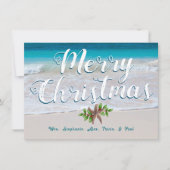 Plage Scène Personnalisé Joyeux Noël Plat Cartes (Devant)