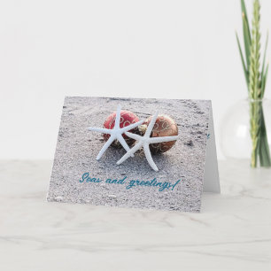 Plage Seas & Salutations thème plié Carte de Noël
