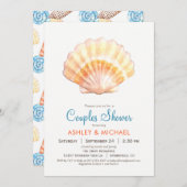 Plage Seashell Couples Douche Invitation (Devant / Derrière)