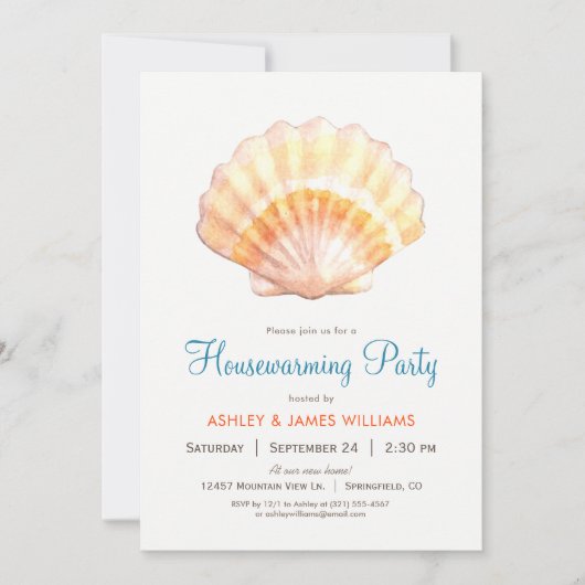 Plage Seashell House Fête Invitation (Devant)