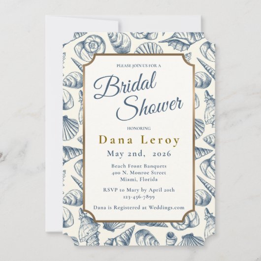 Plage Seashell nuptiale douche invitation (Devant)