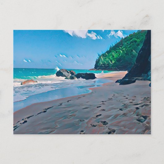 Plage secrète, carte postale de Kauai (Devant)