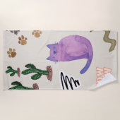 Plage Serviette Chat Poisson Cactus (Devant)