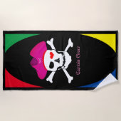 Plage Serviette de pirates, capitaine "Grâce" vacances, (Devant)