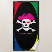 Plage Serviette de pirates, capitaine "Grâce" vacances, (Devant)