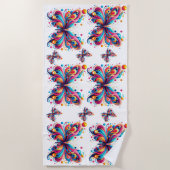 Plage Serviette de plage, 70"x35", Papillons Graphiques  (Devant)