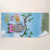Plage Serviette de plage, grand hibou mignon, lunettes (Devant)