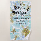 Plage Serviette de plage, juste mariée pour le mariage s (Devant)