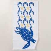 Plage serviette de plage. prise. vagues avec tortues (Devant)