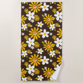 Plage serviette de style motif aux fleurs des années 60  (Devant)