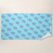 Plage Serviette lunatique mignonne d'art d'aquarelle de (Devant)