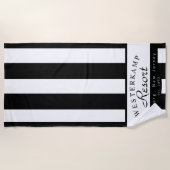 Plage Serviette noire et blanche personnalisée de rayure (Devant)