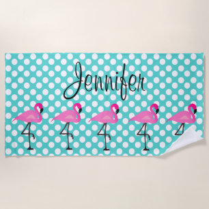 Plage Serviette personnalisée de Flamant rose et de