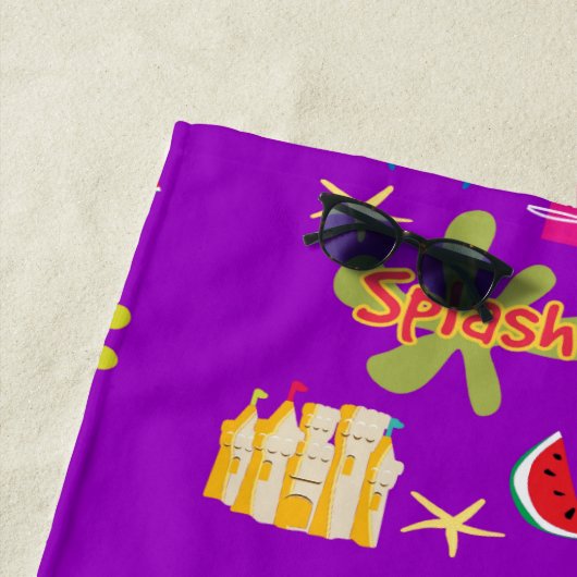 Plage Serviette violet soleil amusant (En situation)