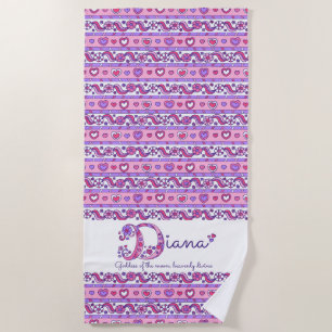 Plage Signification du nom Diana fleur cœur serviette de