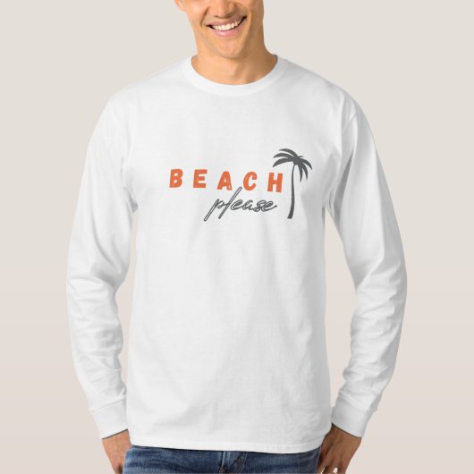 plage s'il vous plaît. palmier. T-shirt à long feu (Devant)