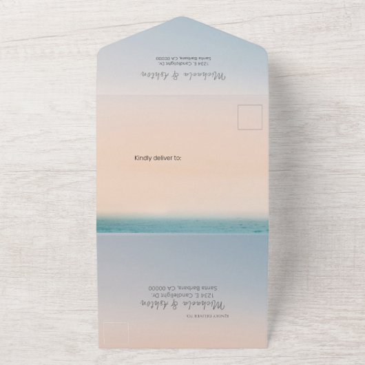 Plage simple tout en un seul Faire-part de mariage (Dehors)