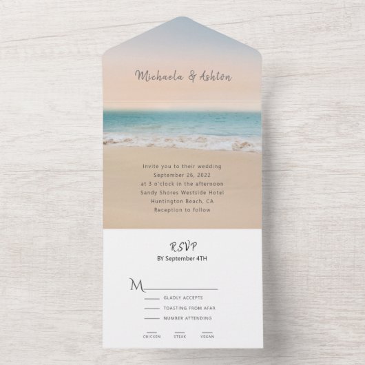 Plage simple tout en un seul Faire-part de mariage (À l'intérieur)