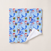 Plage sirènes dauphins Noël (Gant de toilette)