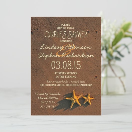 plage starfish couple couples douche invitations (Debout devant)