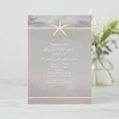 Plage Starfish Grey Chic Elegance Invitations (Debout devant)