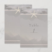 Plage Starfish Gris Chic Numéro de table Carte (Devant / Derrière)
