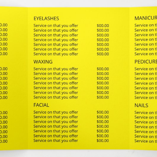 Plage Starfish, Salon de beauté Tri-Fold Flyer (Intérieur au milieu)