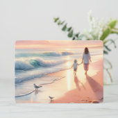 Plage Sunrise avec carte mère et enfant (Debout devant)