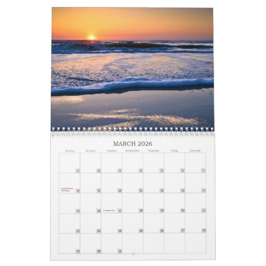 Plage Sunrise - Calendrier Floride (Mar 2026)
