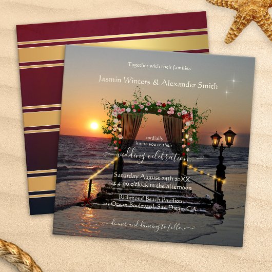 Plage Sunset Floral Arbor Faire-part de mariage