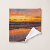 Plage Sunset Orange Jaune Tropical Dusk (Gant de toilette)
