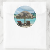 Plage sur Bora Bora autocollant rond (Sac)