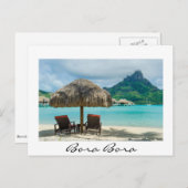 Plage sur la carte postale de blanc de Bora Bora (Devant / Derrière)