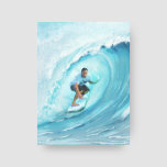 Plage surf Blue Barrel Wave<br><div class="desc">Impression de toile étirée d'un surfeur surfant sur une vague épique de baril. Idéal pour une maison de plage et un décor de maison à thème surf. Art par KL Stock</div>