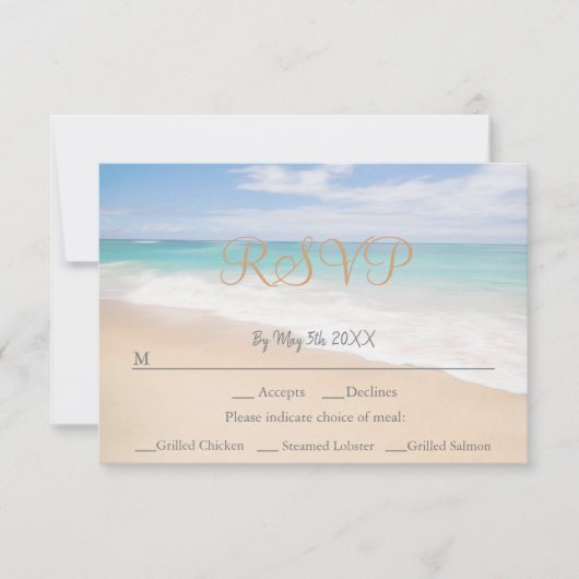 Plage Thématique Mariage bord de mer Carte RSVP (Devant)