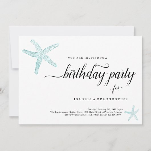 Plage Thème Anniversaire Invitation (Devant)