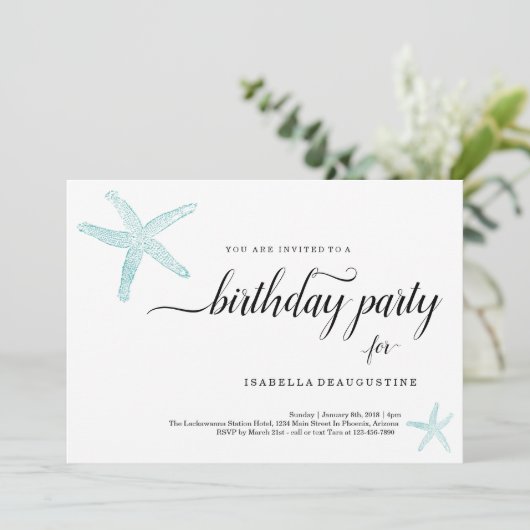 Plage Thème Anniversaire Invitation (Debout devant)