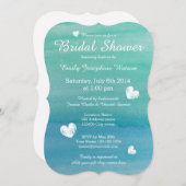 Plage thème aquarelle nuptiale invitations douche (Devant / Derrière)