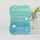 Plage thème aquarelle nuptiale invitations douche (Debout devant)