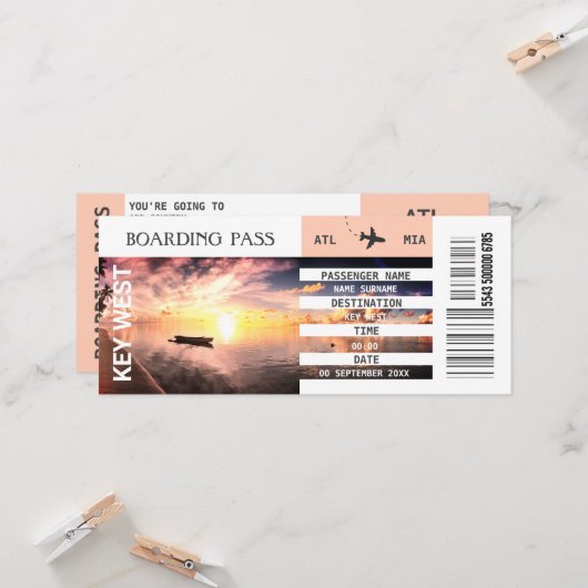 Plage thème avion carte d'embarquement week-end (Devant/Arrière en situation)