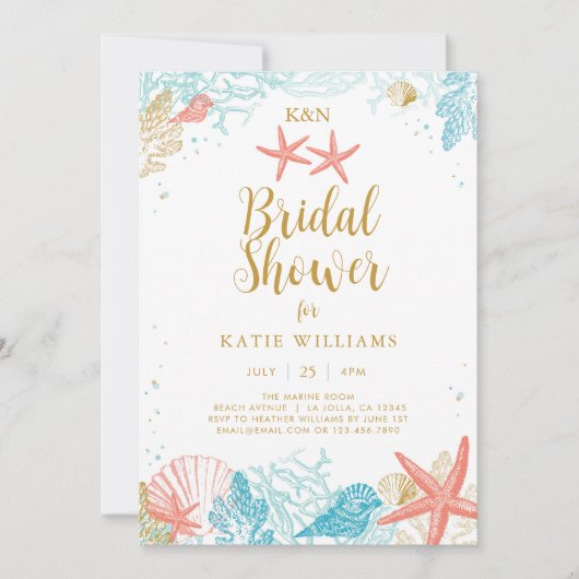 Plage Thème Bridal Douche Invitation (Devant)