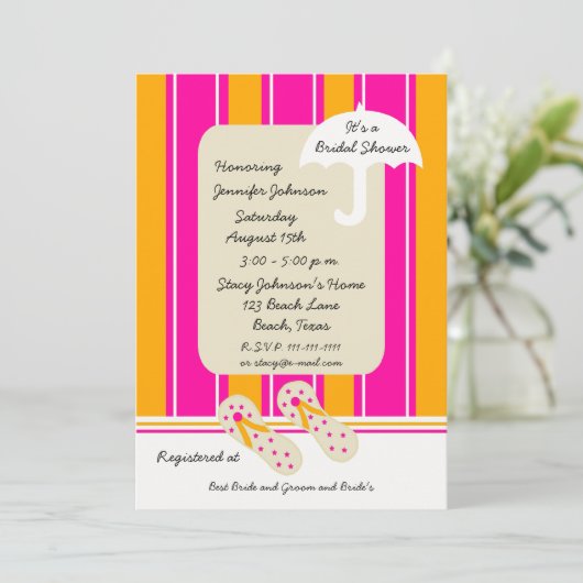 Plage Thème Bridal Shower Invitation — BeachTowel (Debout devant)