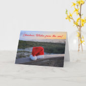 Plage thème Carte de vacances avec Santa Hat (Fleur jaune)