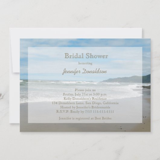 Plage Thème de la douche nuptiale Invitations (Devant)