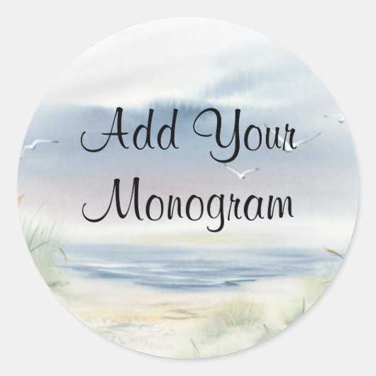 Plage Thème Mariage Enveloppe Phoques, Étiquette (Devant)