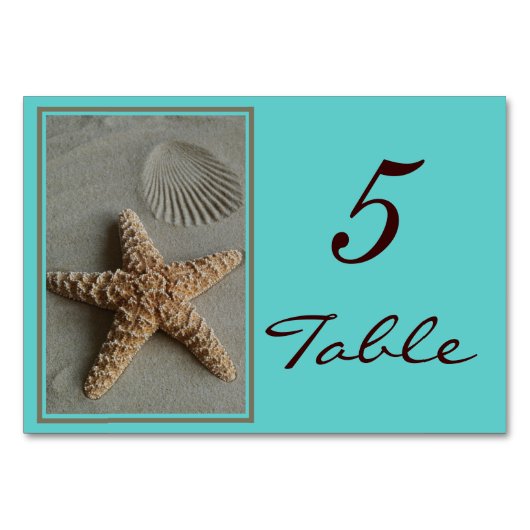 Plage Thème Mariage Numéro de tableau Cartes (Devant)