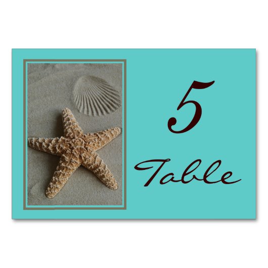 Plage Thème Mariage Numéro de tableau Cartes (Devant)