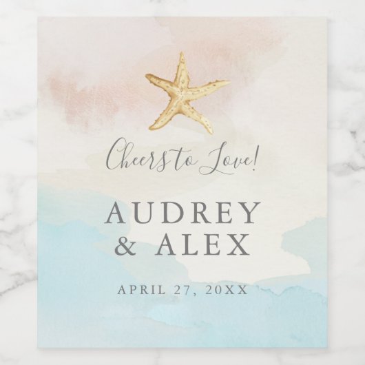 Plage Thème Mariage Vin bouteille Étiquette (Étiquettes simples)