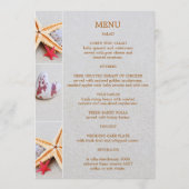 Plage Thème Starfish et Heart Mariage Carte Menu (Dos)